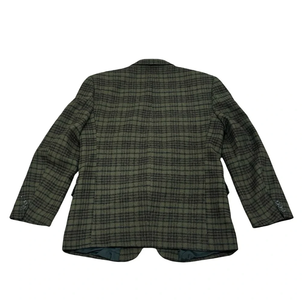 Men's Olive Plaid Blazer - Classic Tailored Sport Coat - Picture 3 of 7